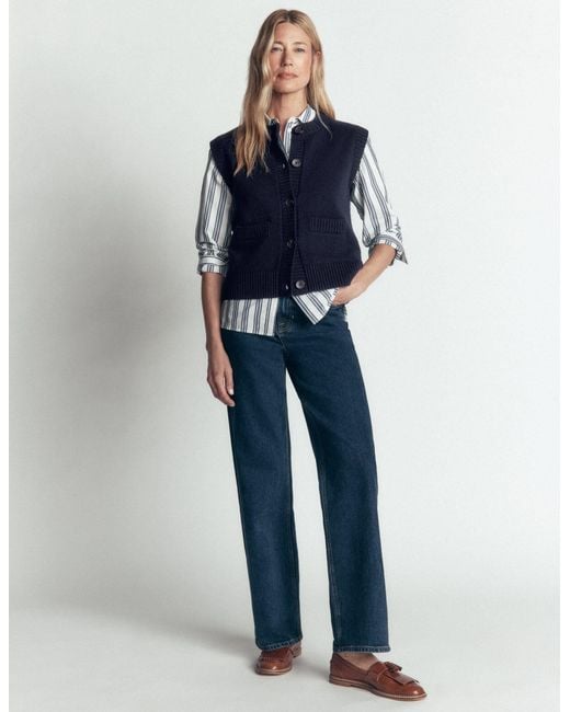 Boden Blue Marta Merino Wool Waistcoat