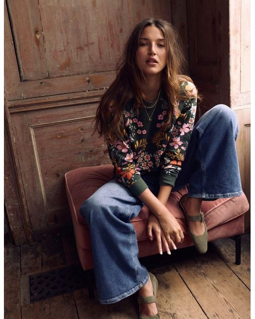 Boden Blue Rosa Printed Sweatshirt