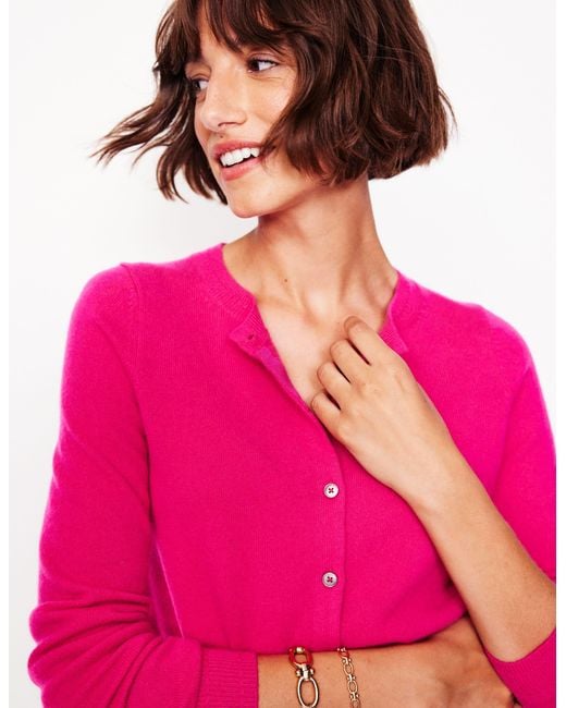 Boden Pink Eva Cashmere Cropped Cardiganbright