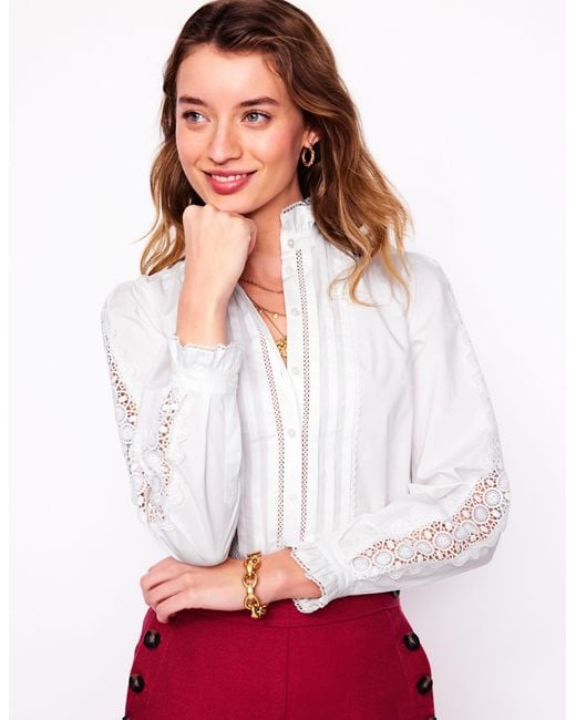 Boden White Felicity Lace Blouse