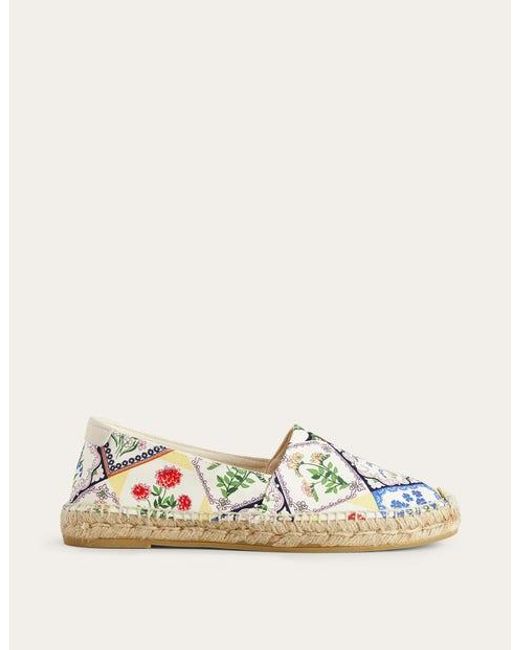 Boden Natural Classic Flat Espadrilles Ivory, Wild Bluebell