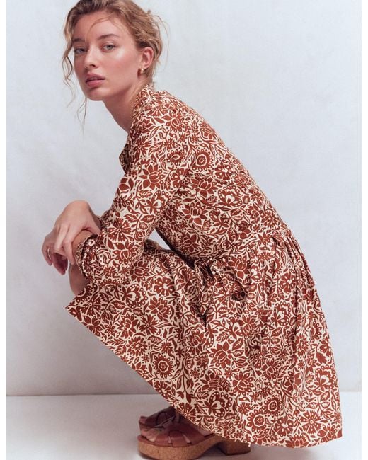 Boden Brown Alexa Long Sleeve Short Dress