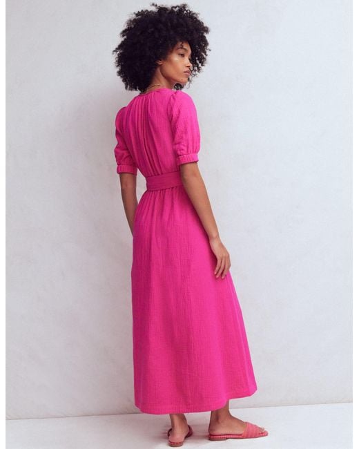 Boden Pink Double Cloth Puff Sleeve Dress