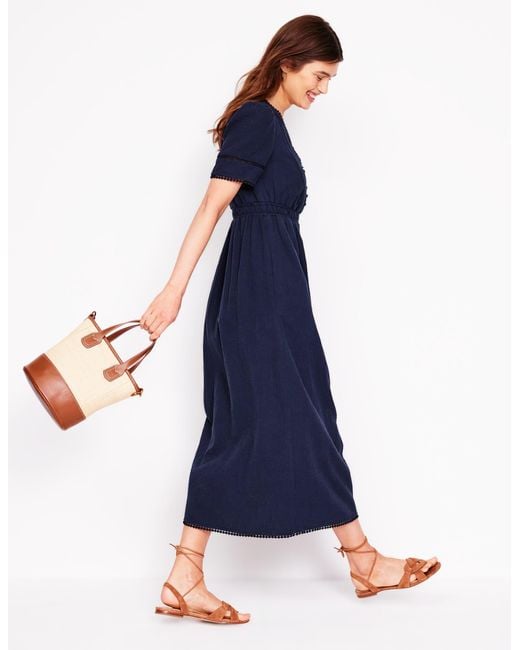 Boden Blue Trim Double Cloth Dress