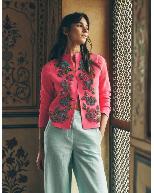 Boden Pink Elena Stand Neck Jacket