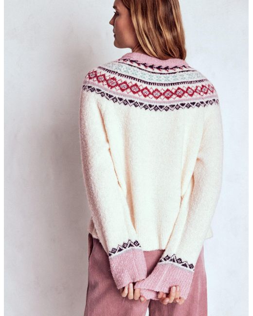 Boden Pink Bouclé Raglan Jumper