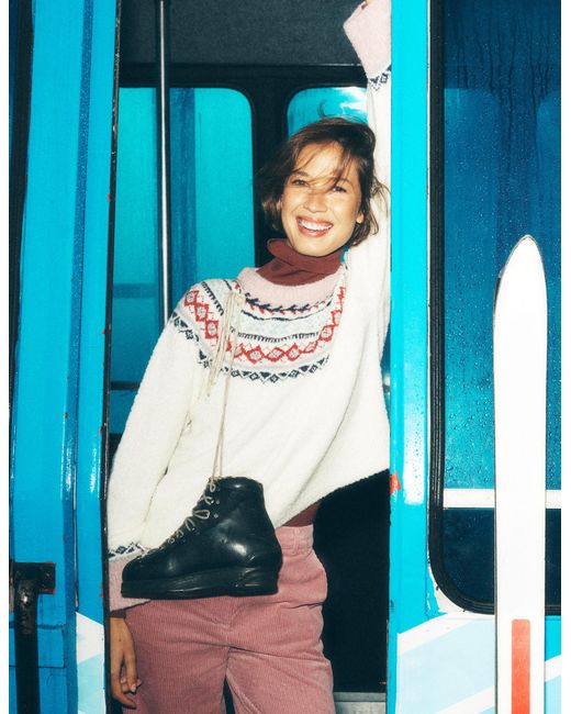 Boden Pink Bouclé Raglan Jumper