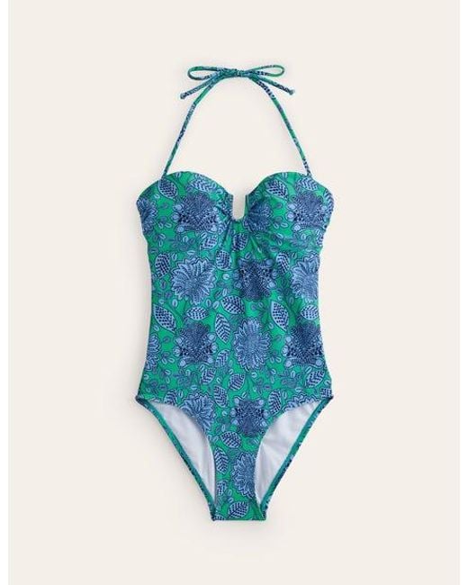 Boden Blue U Bar Swimsuit Ming Green, Gardenia Swirl
