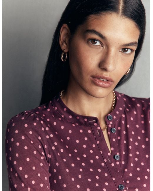 Boden Purple Supersoft Puff Sleeve Shirt