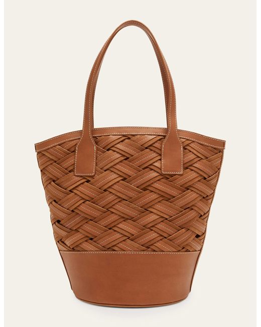 Boden Brown Woven Leather Bag