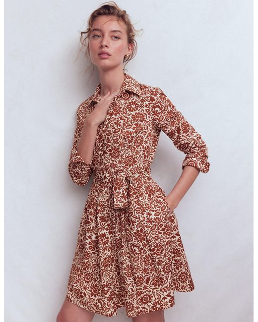 Boden Brown Alexa Long Sleeve Short Dress