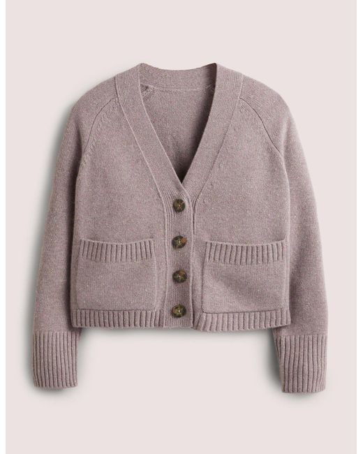 Boden Cashmere Rib Cardigan Grey in Brown Lyst