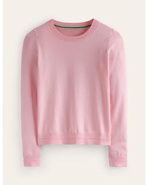 Boden Pink Catriona Baumwoll-Pullover Mit Rundhalsausschnitt Damen