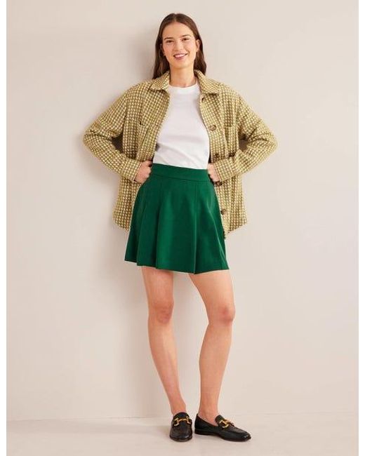 Boden Green Pleated Crepe Mini Skirt
