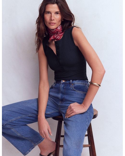 Boden Blue Crew Neck Henley Top Vest