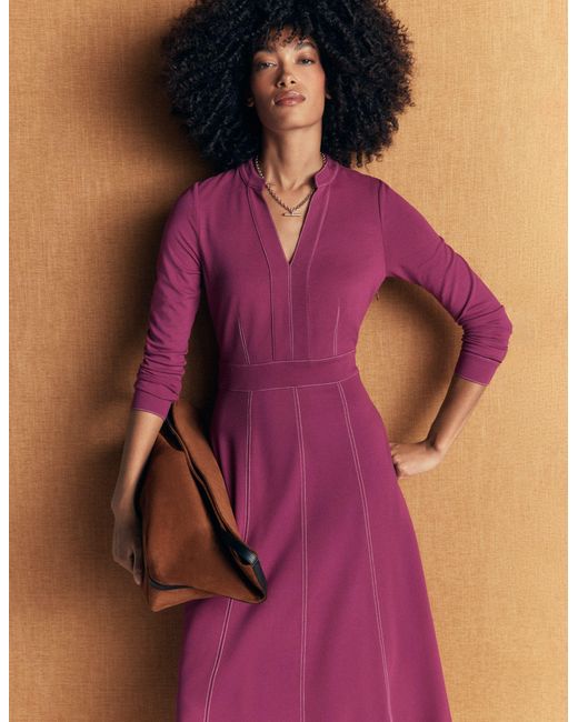 Boden Purple Alex Ponte Contrast Midi Dress