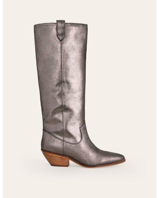 Boden Western Knee High Boots Metallic