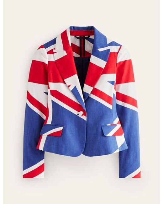 Boden Blue Fitted Printed Blazer Multi