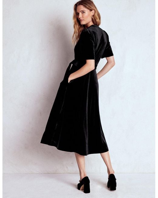 Boden Black Kate Velvet Shirt Dress