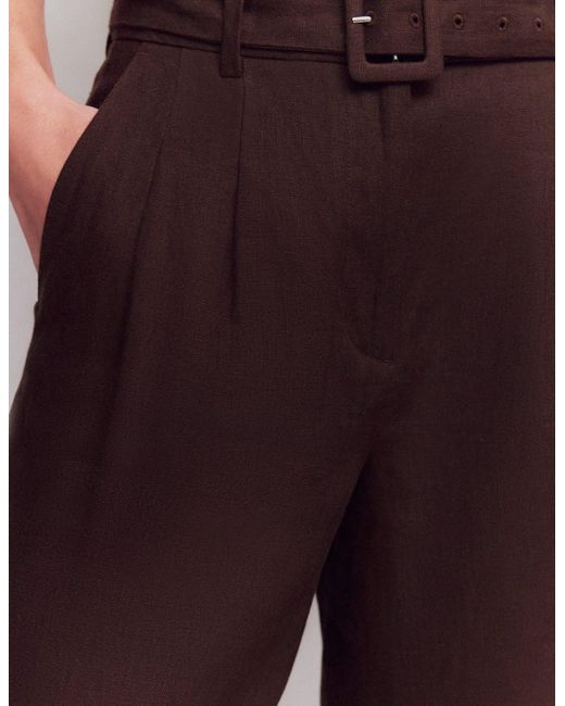 Boden Red Chelsea Belted Linen Shorts