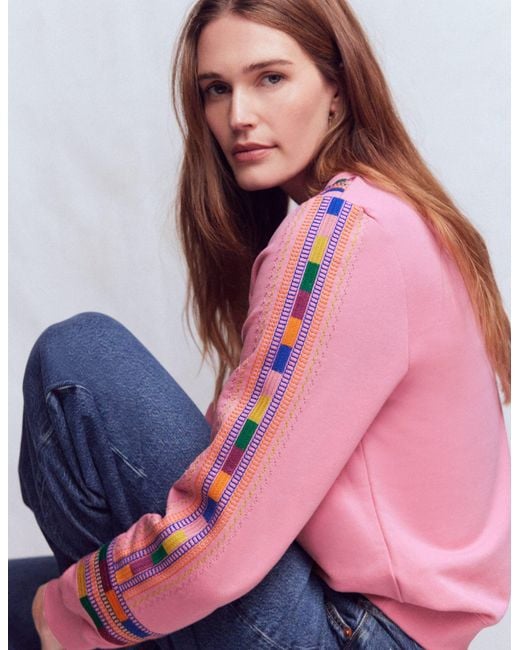 Boden Pink Hannah Embroidered Sweatshirt