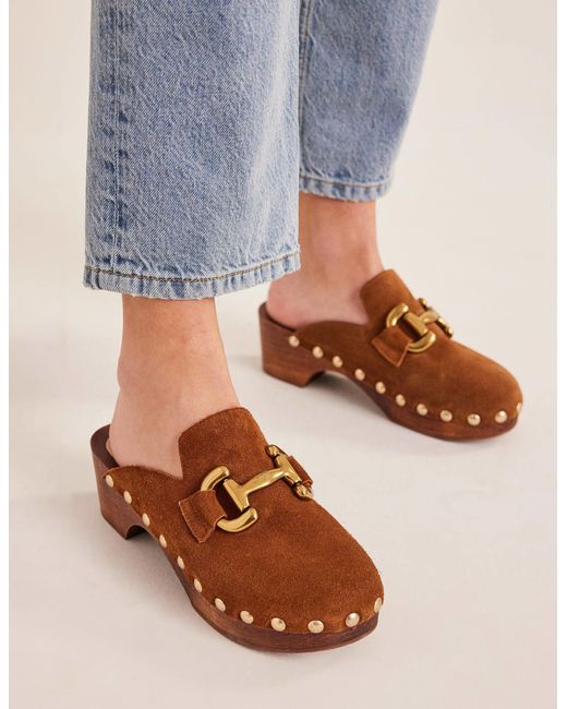 Boden Brown Iris Snaffle Heeled Clogs