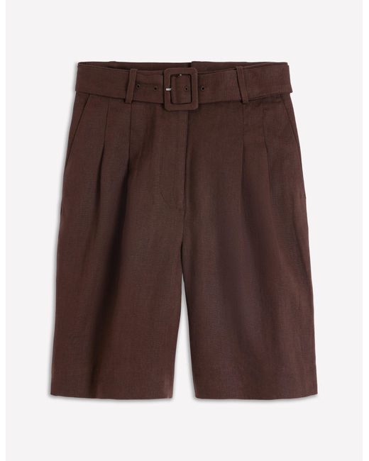 Boden Red Chelsea Belted Linen Shorts