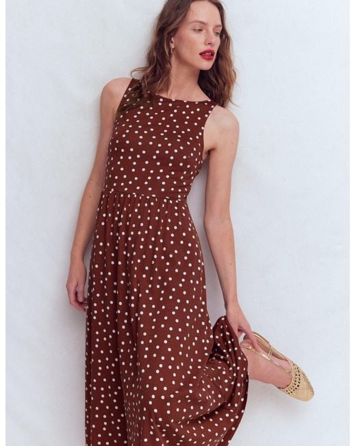Boden Red Saoirse Smock Back Dress