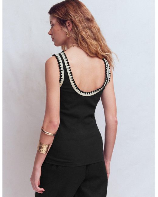 Boden Black Maddie Trim Detail Vest Top