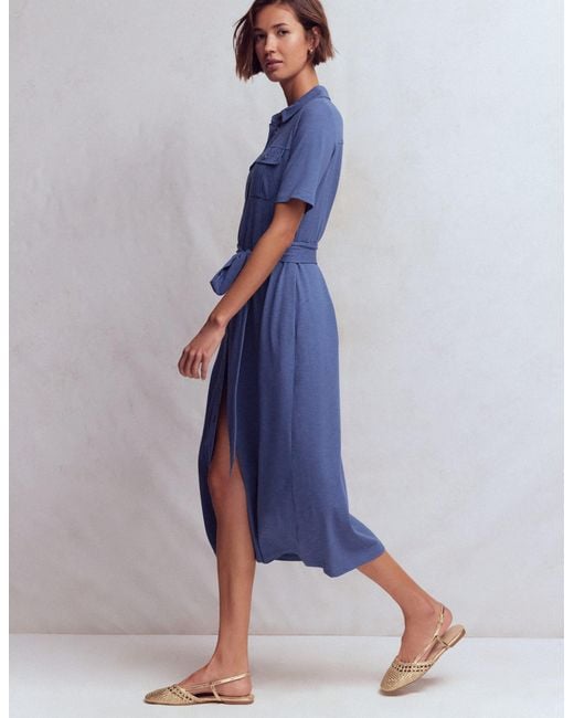 Boden Blue Mavis Midi Jersey Shirt Dress