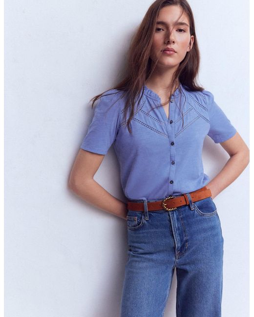 Boden Blue Bea Short Sleeve Shirt
