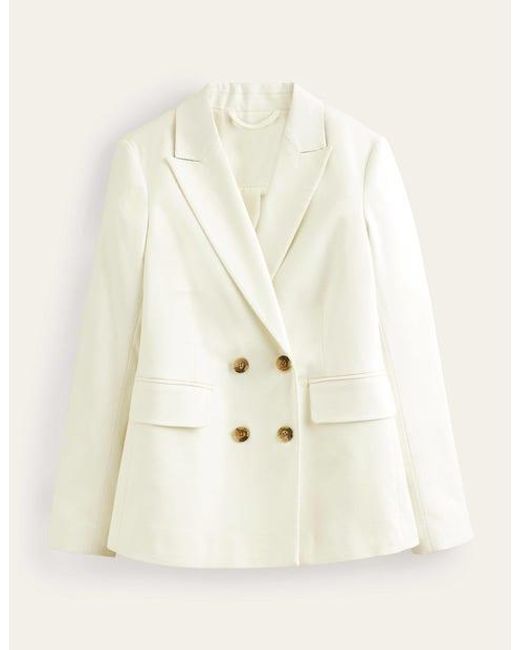 Boden Natural Double Breasted Twill Blazer