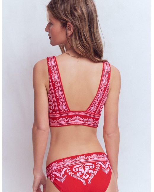Boden Red Porto V-Neck Bikini Top