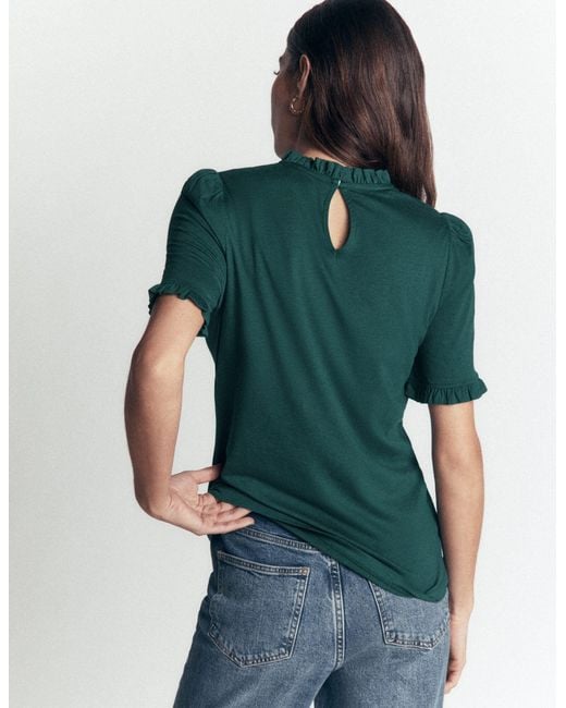 Boden Green Supersoft Frill Detail T-Shirt