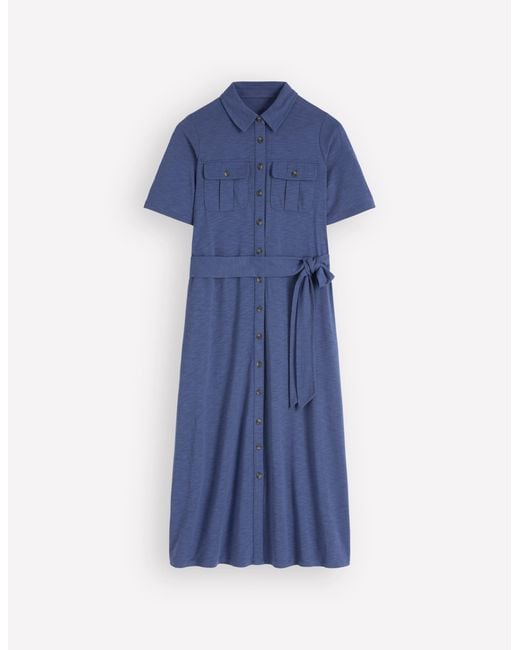 Boden Blue Mavis Midi Jersey Shirt Dress