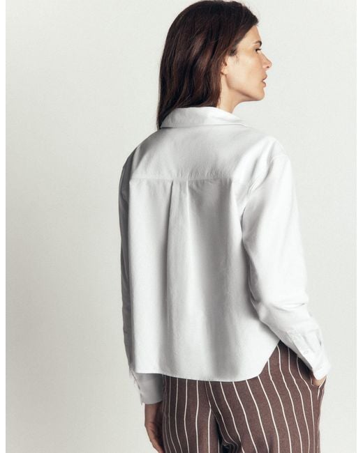 Boden White Sienna Cropped Cotton Shirt