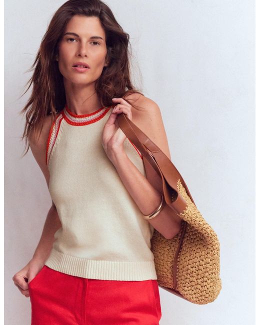 Boden Red Saffron Crochet Racer Tank