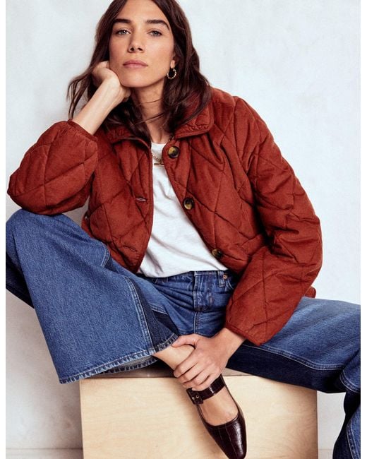 Boden Red Fitzrovia Quilted Cord Jacket