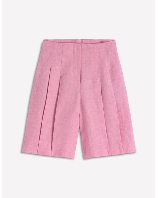 Boden Red Highbury Pleated Linen Shorts