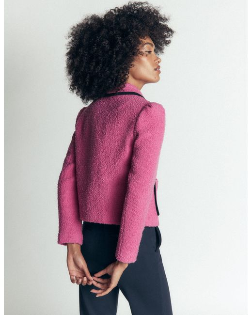 Boden Pink Branscombe Wool Bow Jacket