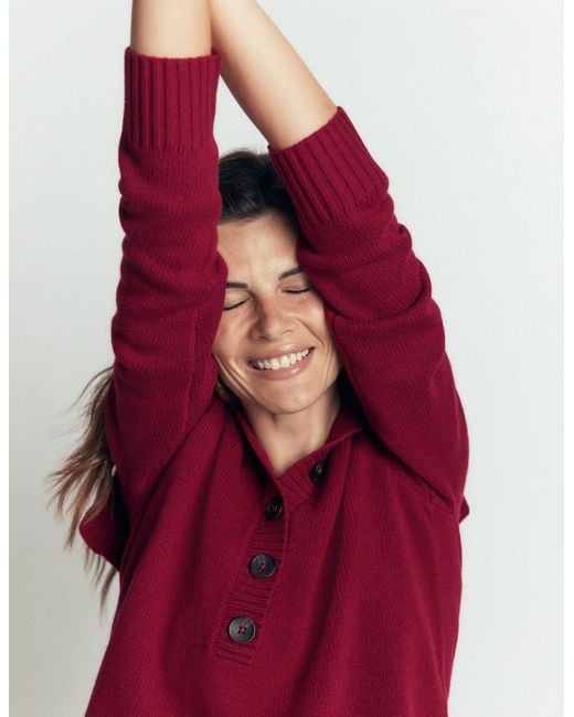 Boden Red Marta Merino Wool Sailor Top