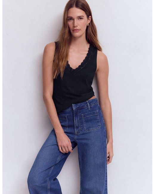 Boden Blue Supersoft V Neck Trim Vest