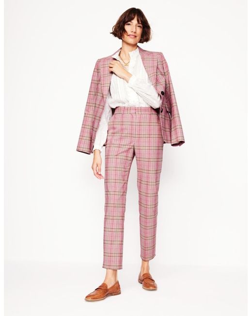 Boden Pink Kew Checked Trousers