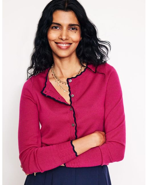 Gilet Festonné En Laine Mérinos- Confiture À La Cerise Boden en coloris Pink
