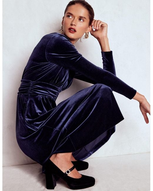 Boden Blue Tilda Velvet Midi Dress