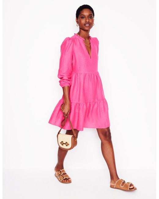 Boden Esme Linen Mini Dress in Pink | Lyst