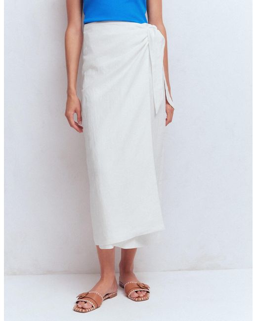Boden Blue Dimitra Linen Column Skirt