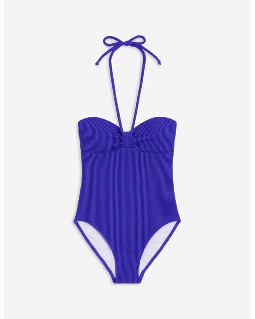 Boden Blue Crinkle Texture Swimsuit