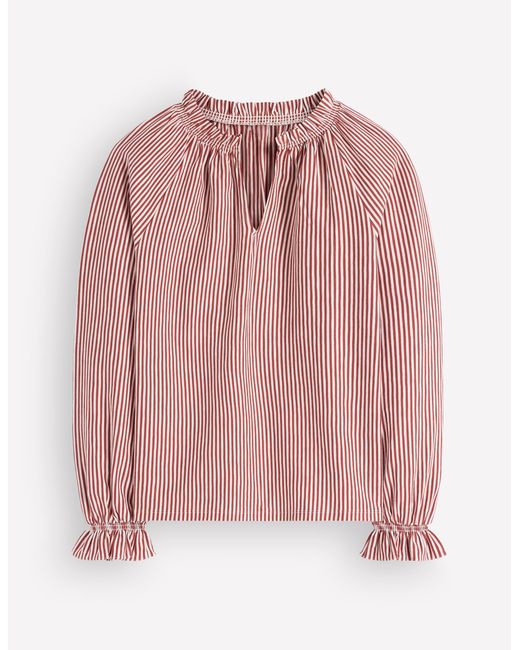 Boden Brown Pia Ruffle Detail Top