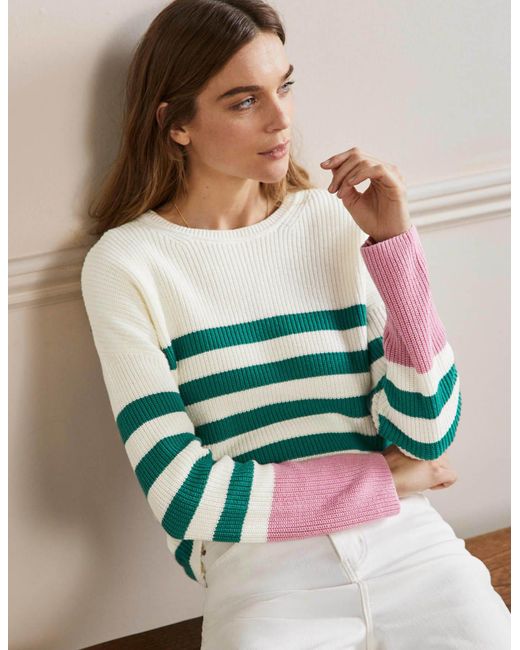 Boden Striped Wide Sleeve Sweater Shady Glade, Formica Pink in Green Lyst